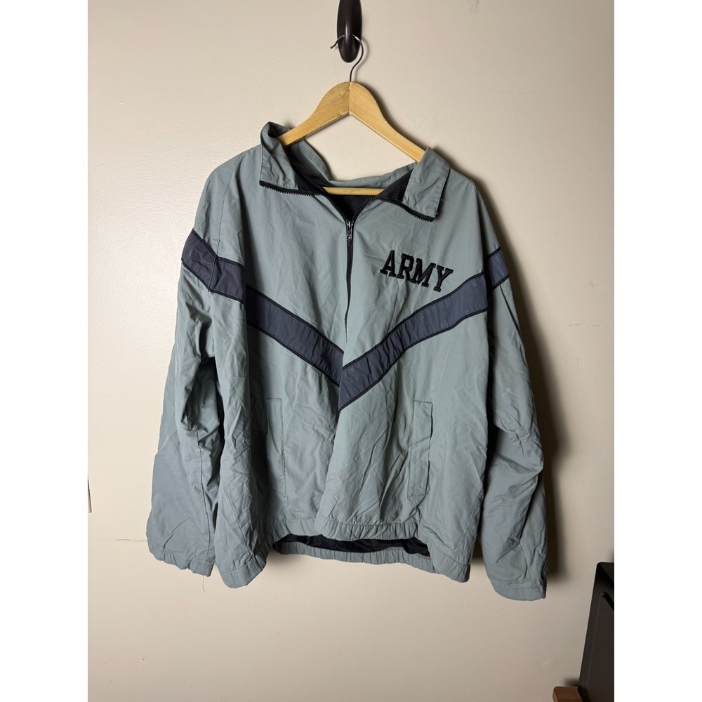Vintage Army Full Zip Windbreaker Jacket‎ Coat Mens XL Gray Nylon Lightweight